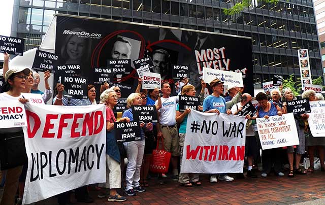 Soros bankrolls a wide array of protest groups across the country, including MoveOn.org, shown here demonstrating outside Senator Charles Schumer’s office. (MARK APOLLO/PACIFIC PRESS/LIGHTROCKET/GETTY IMAGES)