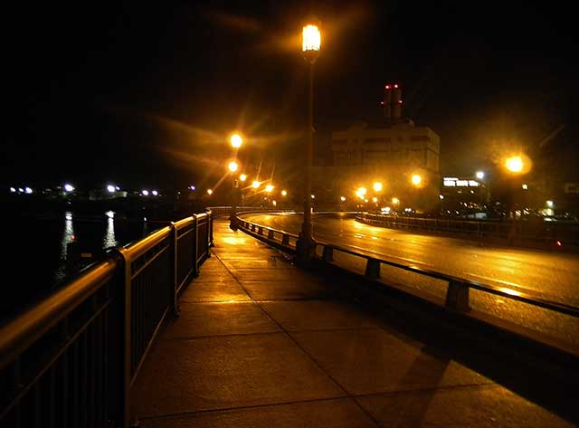 Summer Street at night, 2015, near the dock where Sullivan worked (COURTESY OF THE AUTHOR)