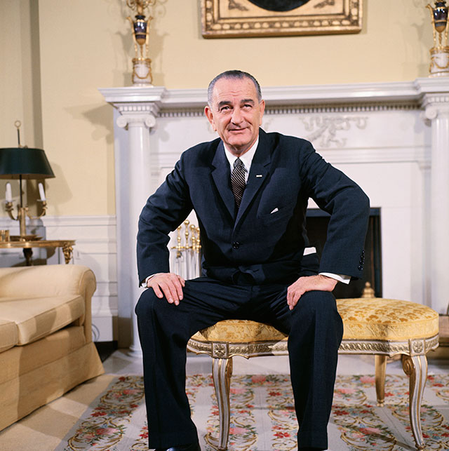 Breaking from his White House predecessor, John F. Kennedy, who emphasized pro-growth tax cuts, Lyndon B. Johnson launched the Great Society, which included major legislation redistributing income. (BETTMANN/GETTY IMAGES)