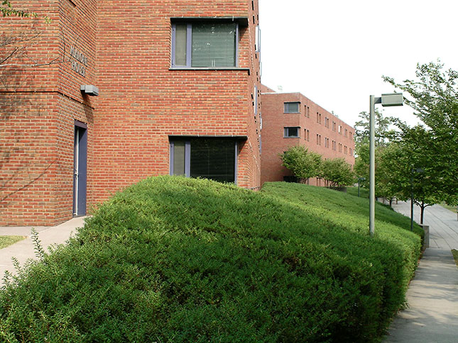 UVA housing project: a view of Hereford College (1992) by Tod Williams Billie Tsien Architects. (Photo by Catesby Leigh)