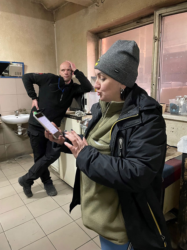 Mykola Piddubnyi and Irina Gavrilova work together to deliver food, medicine and materiel from Lviv to civilians and military units deep in the interior of Ukraine. (Photo: Tamar Jacoby)