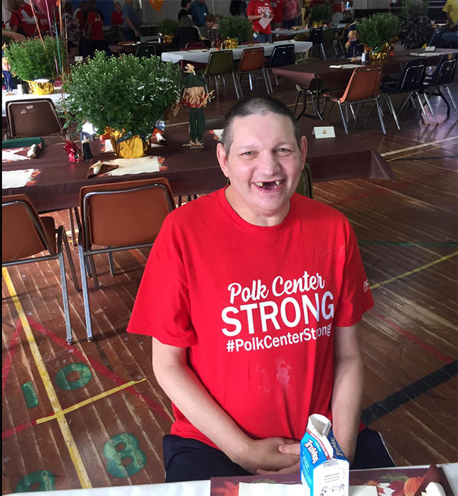 Resident Bobby Carson in the Polk State Center gymnasium. (Photo: Marilyn Carson Hollis)