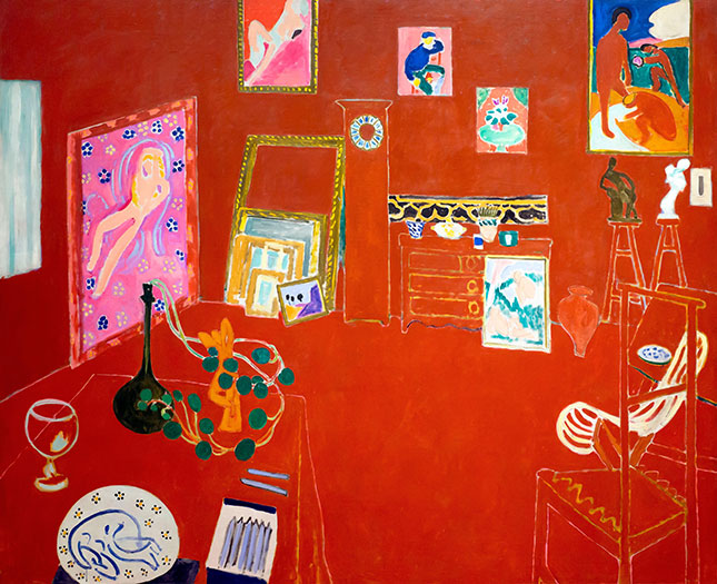 Kramer loved "The Red Studio" (1911) by Matisse, whom he considered the greatest artist of the twentieth century. (© 2022 SUCCESSION H. MATISSE/ARTISTS RIGHTS SOCIETY (ARS), NEW YORK / DIGITAL IMAGE © THE MUSEUM OF MODERN ART/LICENSED BY SCALA/ART RESOURCE, NY)