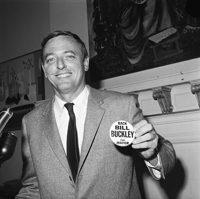 William F. Buckley, Jr., shown here during his campaign for mayor of New York, embodied the conservative elite yet sounded some populist notes. (Photo by Bettmann/Getty Images)