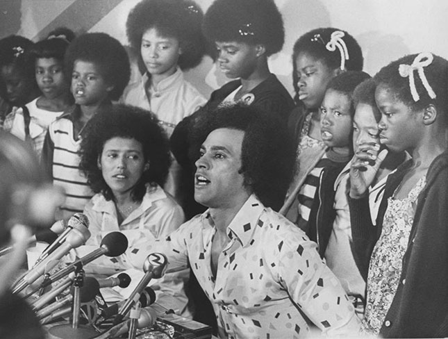 "Teaching for Black Lives" celebrates Black Panther leaders like Huey Newton (shown here in 1977) as human rights champions and decries their persecution by law enforcement. (BILL CROUCH/DIGITAL FIRST MEDIA GROUP/OAKLAND TRIBUNE/GETTY IMAGES)