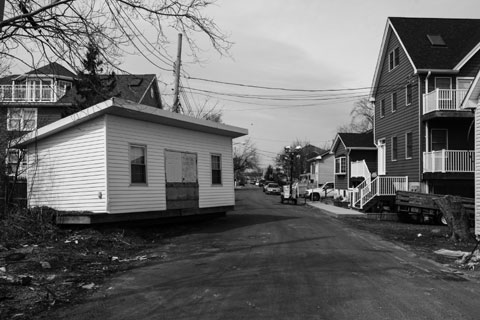 A house dislodged on Fox Beach Avenue on Staten Island