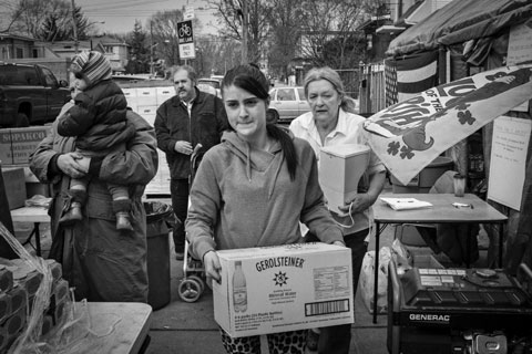 Picking up relief supplies on Staten Island