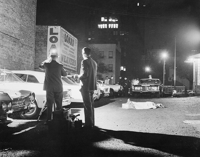 A Times Square murder scene, 1964: an unprecedented rise in crime during the decade drew Wilson’s scholarly attention to the issue of policing. (BETTMANN/GETTY IMAGES)